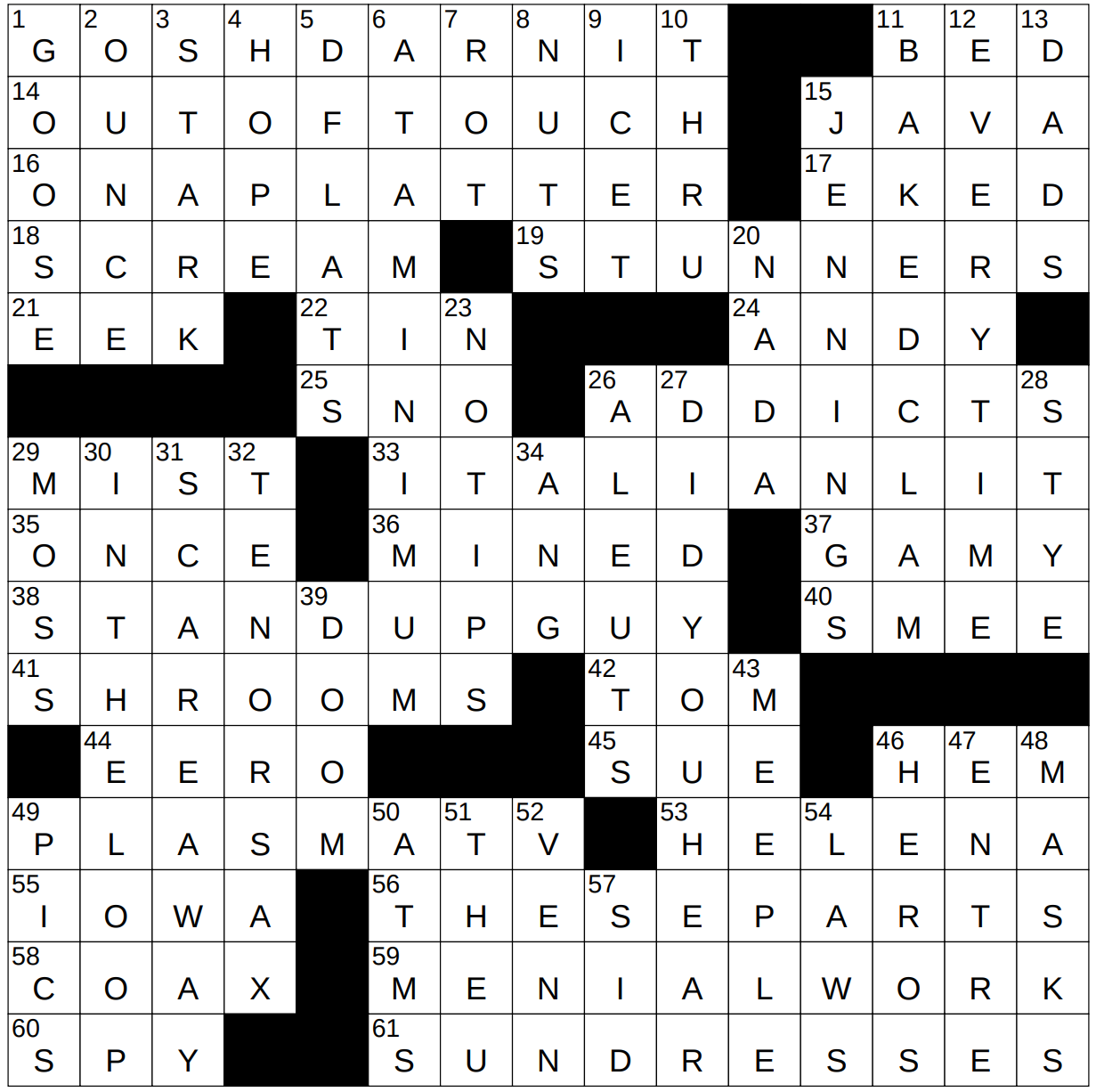 0107 23 NY Times Crossword 7 Jan 23 Saturday NYXCrossword