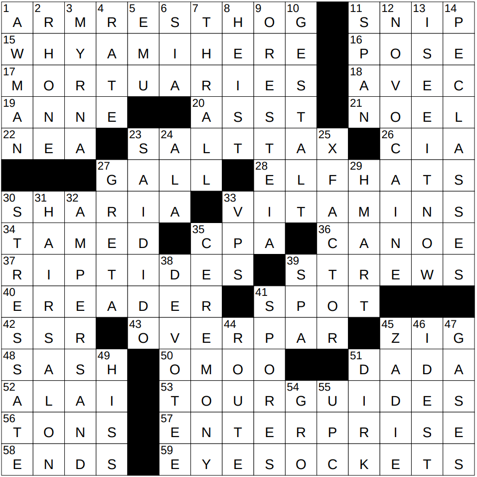 0125 25 NY Times Crossword 25 Jan 25 Saturday NYXCrossword