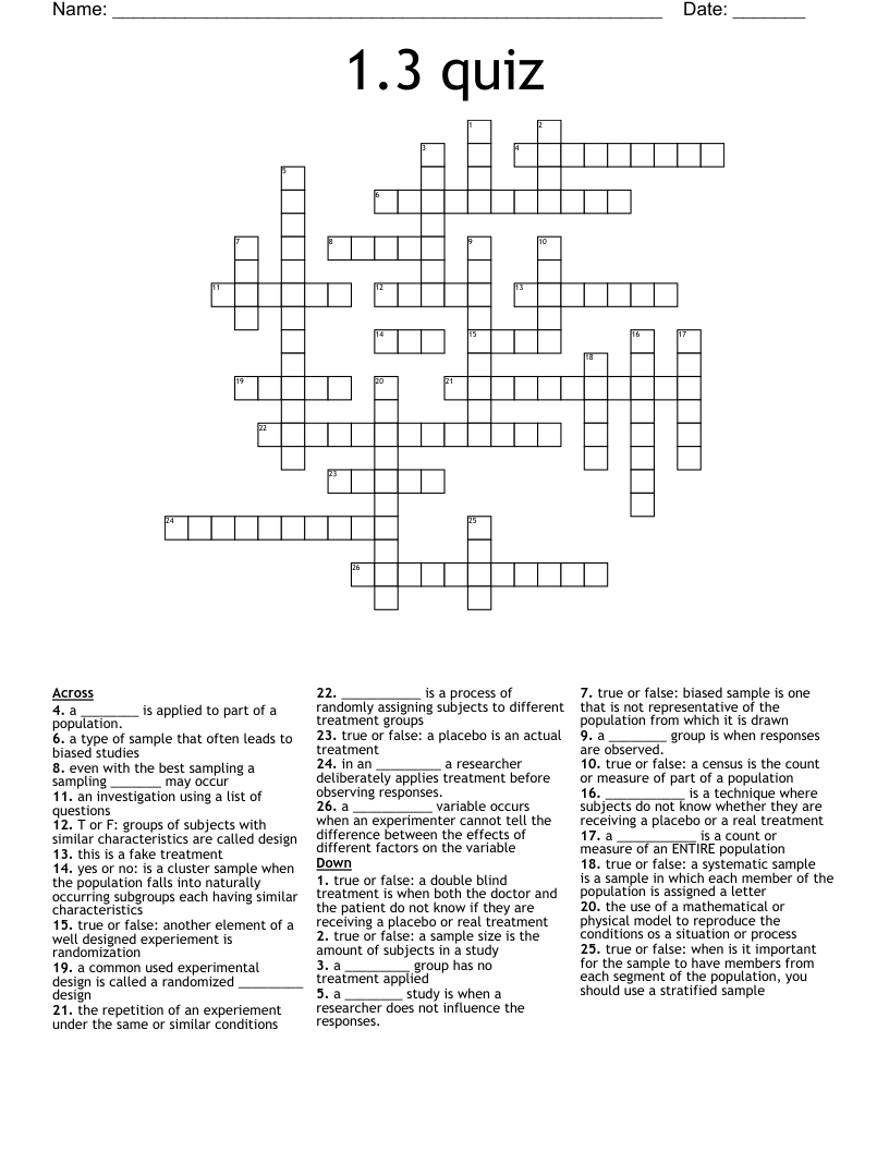 1 3 Quiz Crossword WordMint