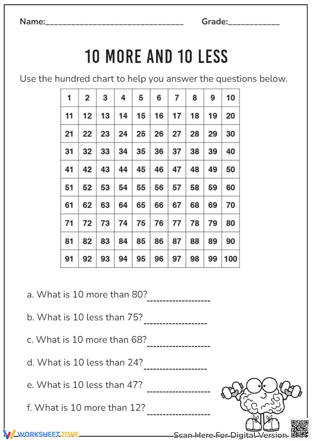 10 More 10 Less Worksheets