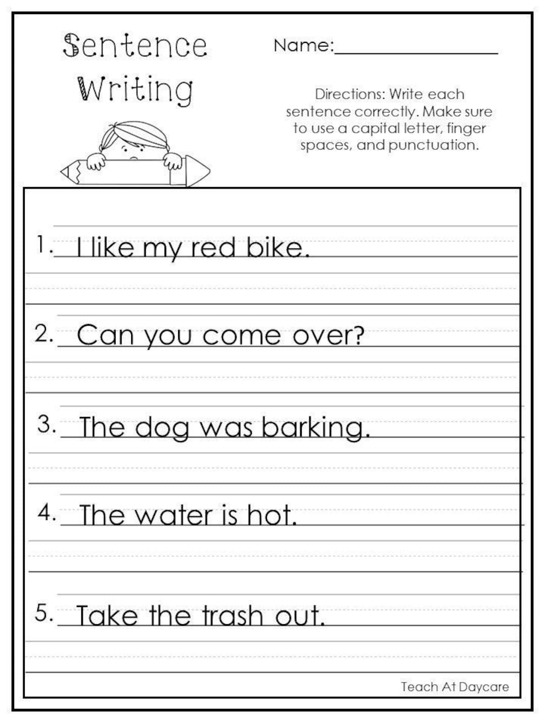 10 Printable Write The Sentence Worksheets 1st 3rd Grade ELA Worksheets Etsy Denmark