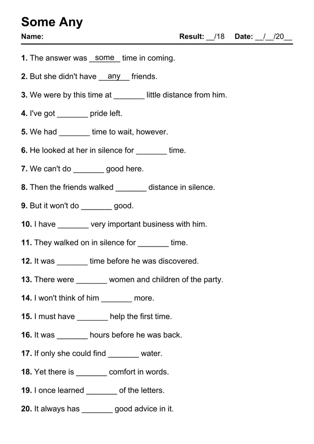 101 Some Any PDF Worksheets With Answers 2021 Exercises Grammarism