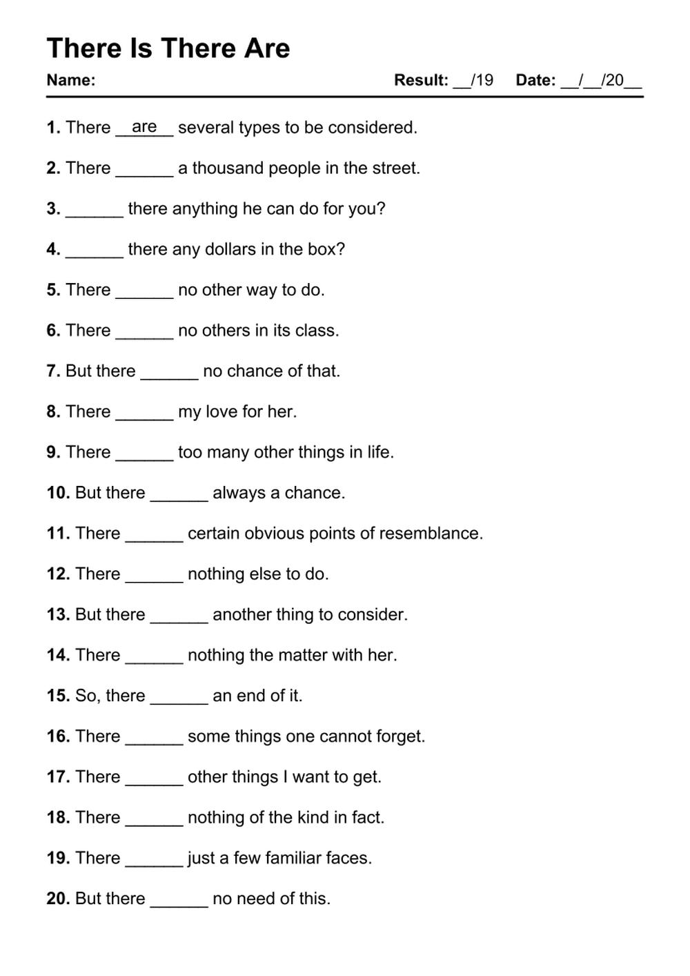 101 There Is There Are PDF Worksheets With Answers Grammarism