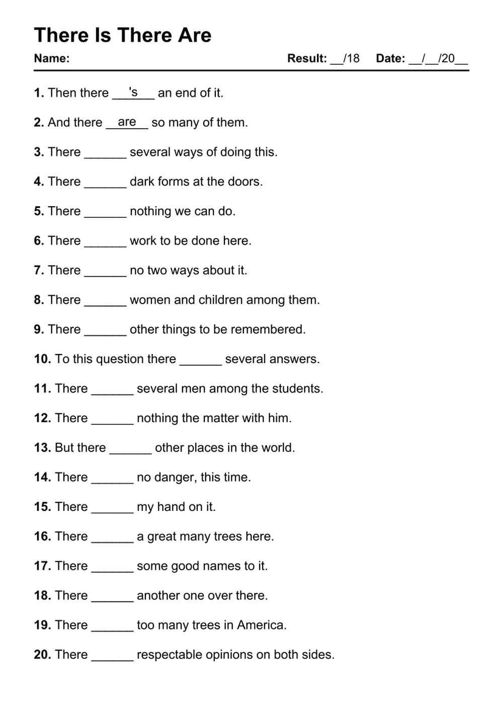 worksheets on there their and they're