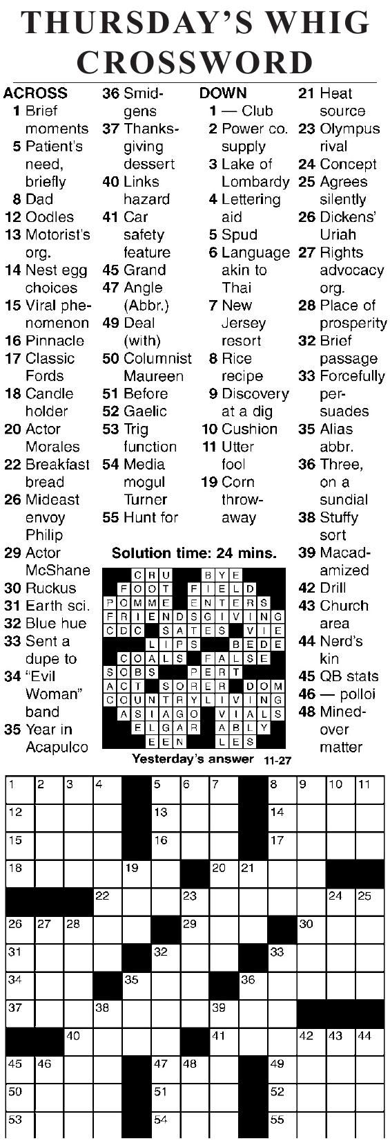 1127 Crossword Crosswords Cecildaily