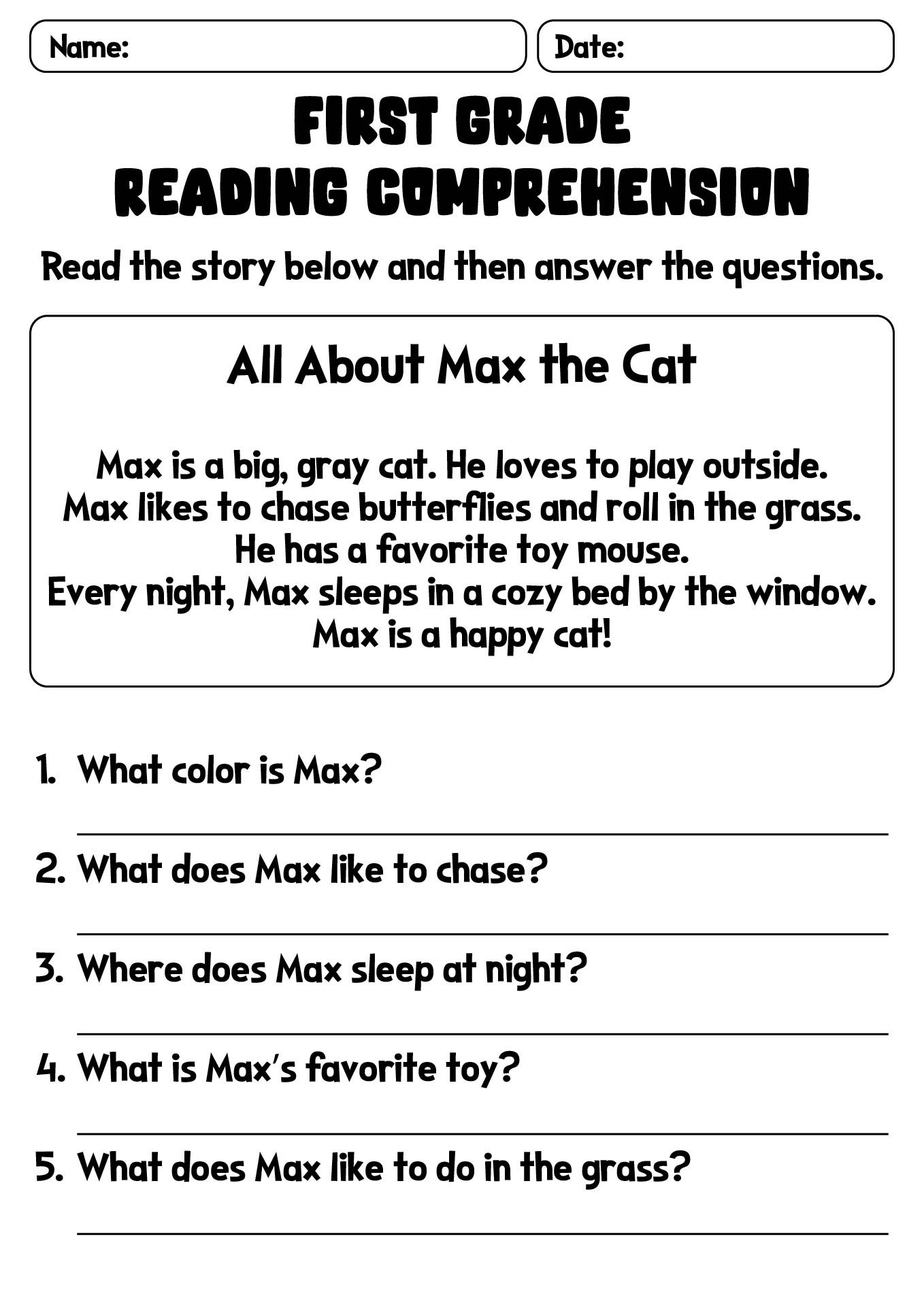 12 First Grade Reading Comprehension Worksheets Free PDF At Worksheeto