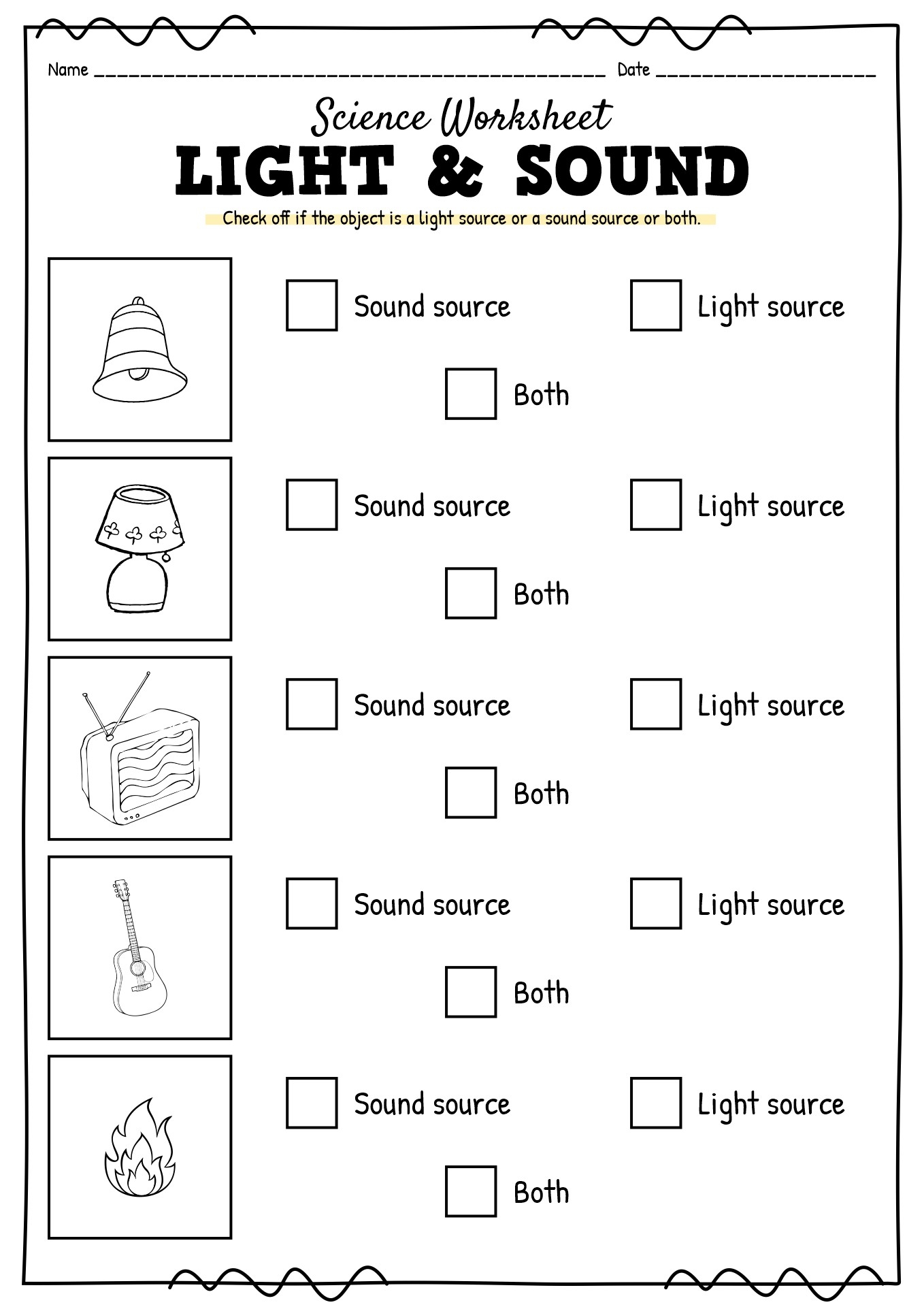 science worksheets for first graders