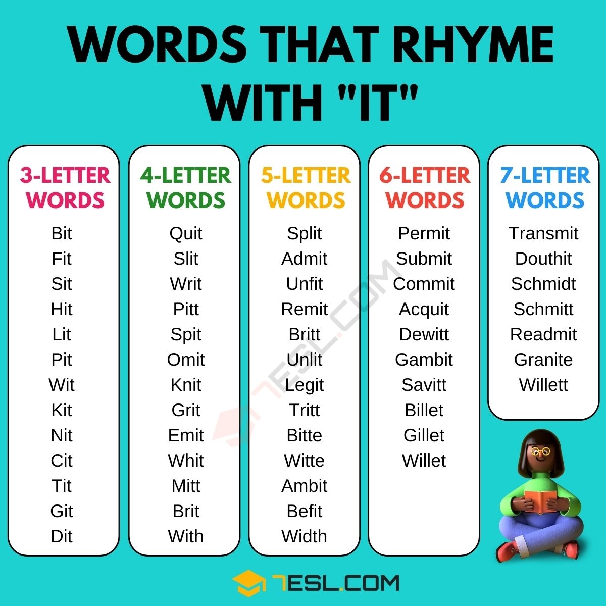 143 Examples Of Words That Rhyme With It 7ESL