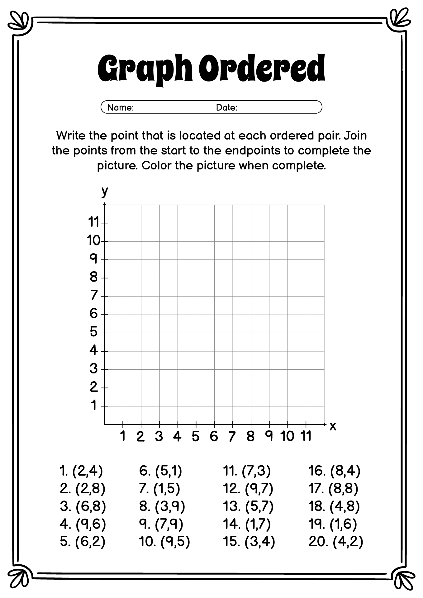 graphing ordered pairs worksheet pdf