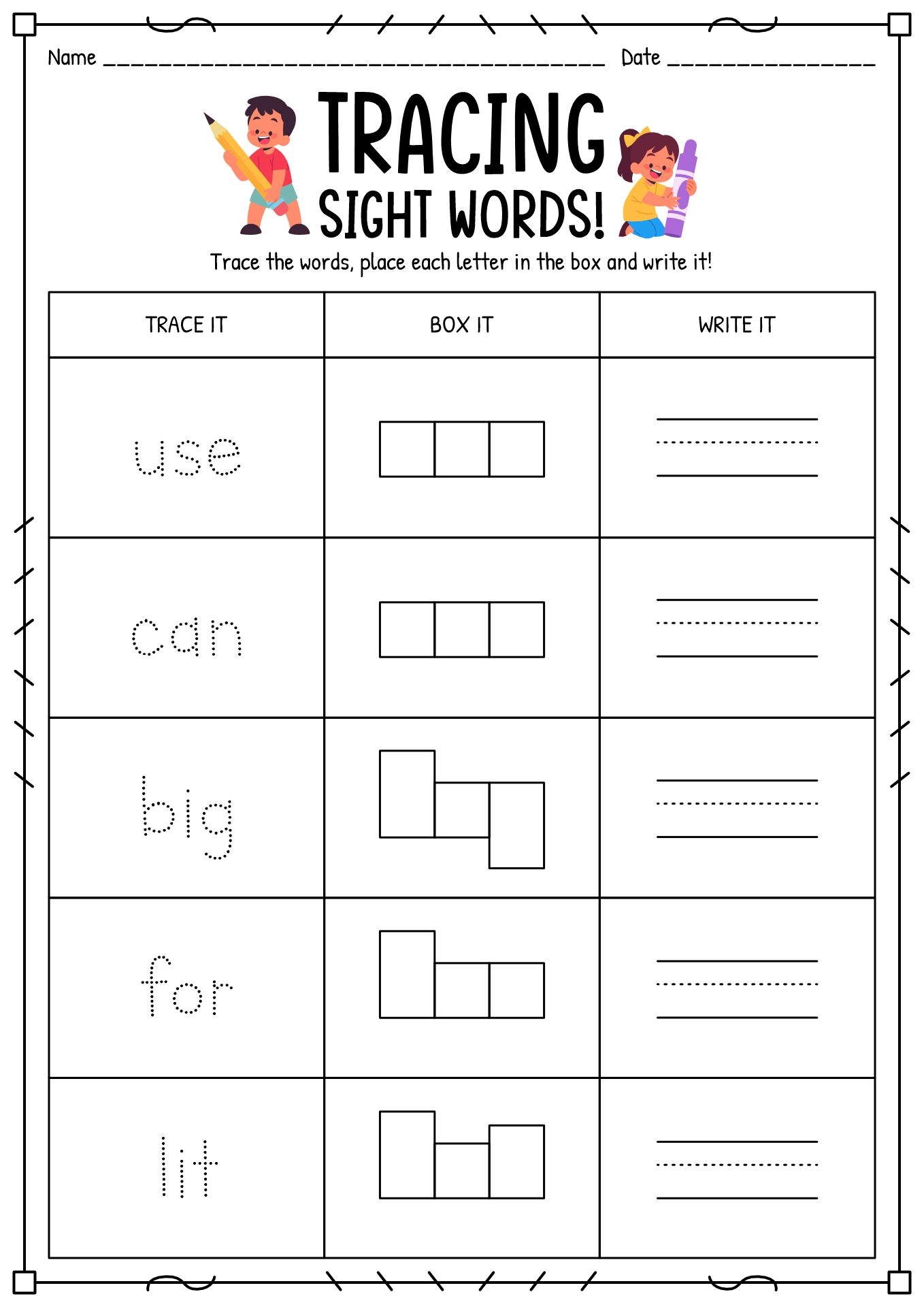 language and arts worksheets