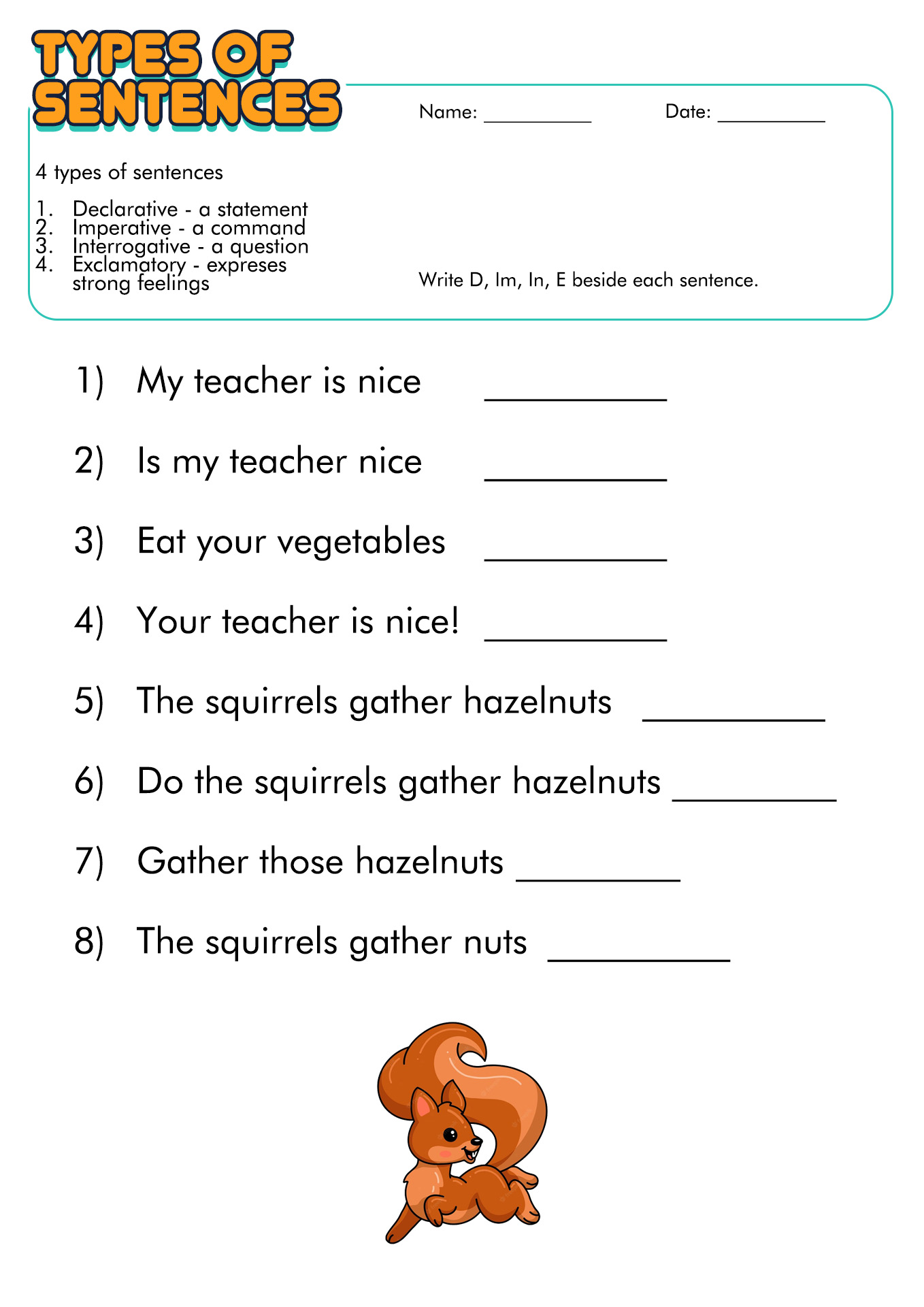 18 4 Types Of Sentences Worksheets Free PDF At Worksheeto