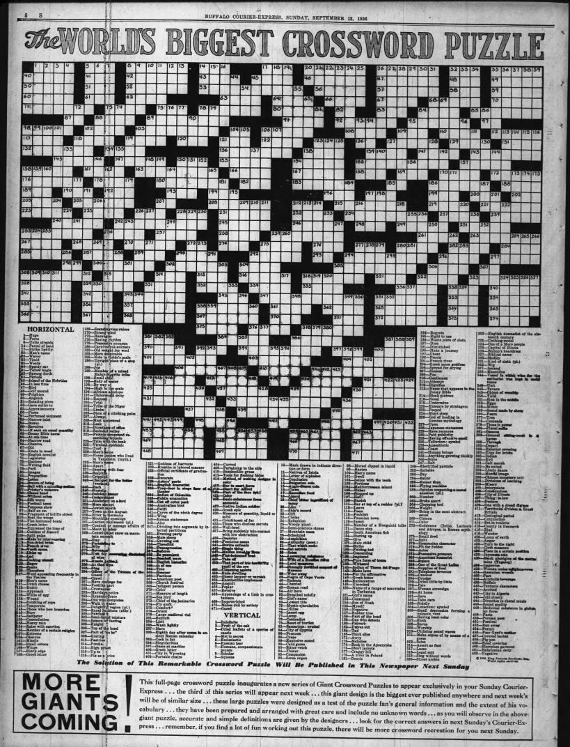 1936 The Year In Crosswords 1 Of 2 T Campbell s Grid