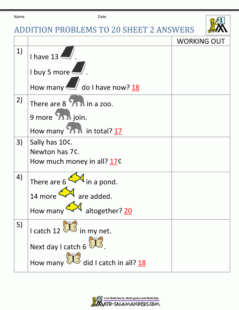 1st Grade Addition Word Problems 1st Grade Addition Word Problems