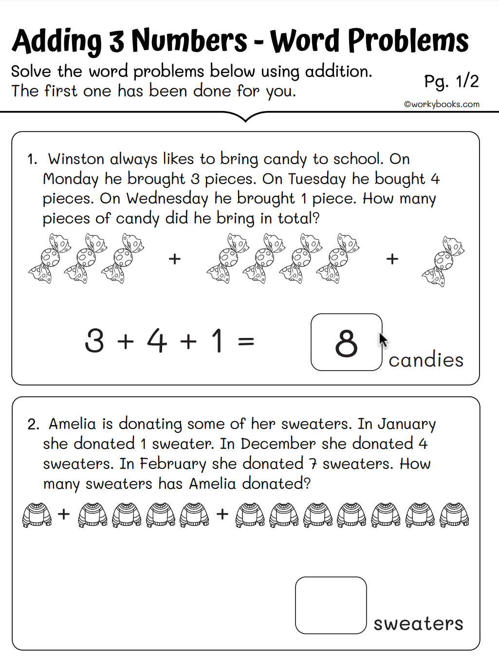 1st Grade Math Word Problems Workybooks Workybooks