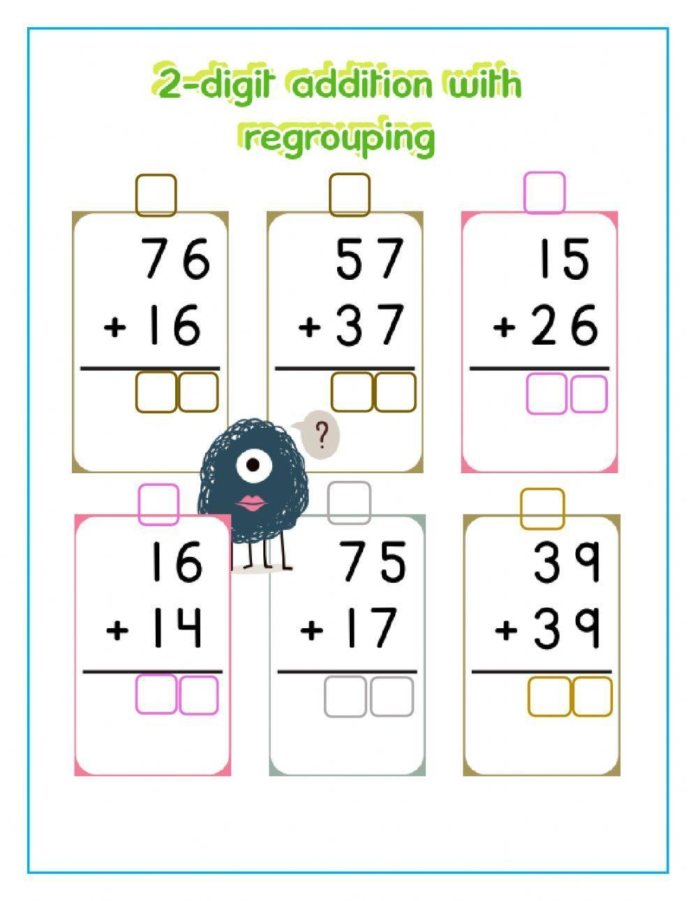 adding with regrouping worksheets