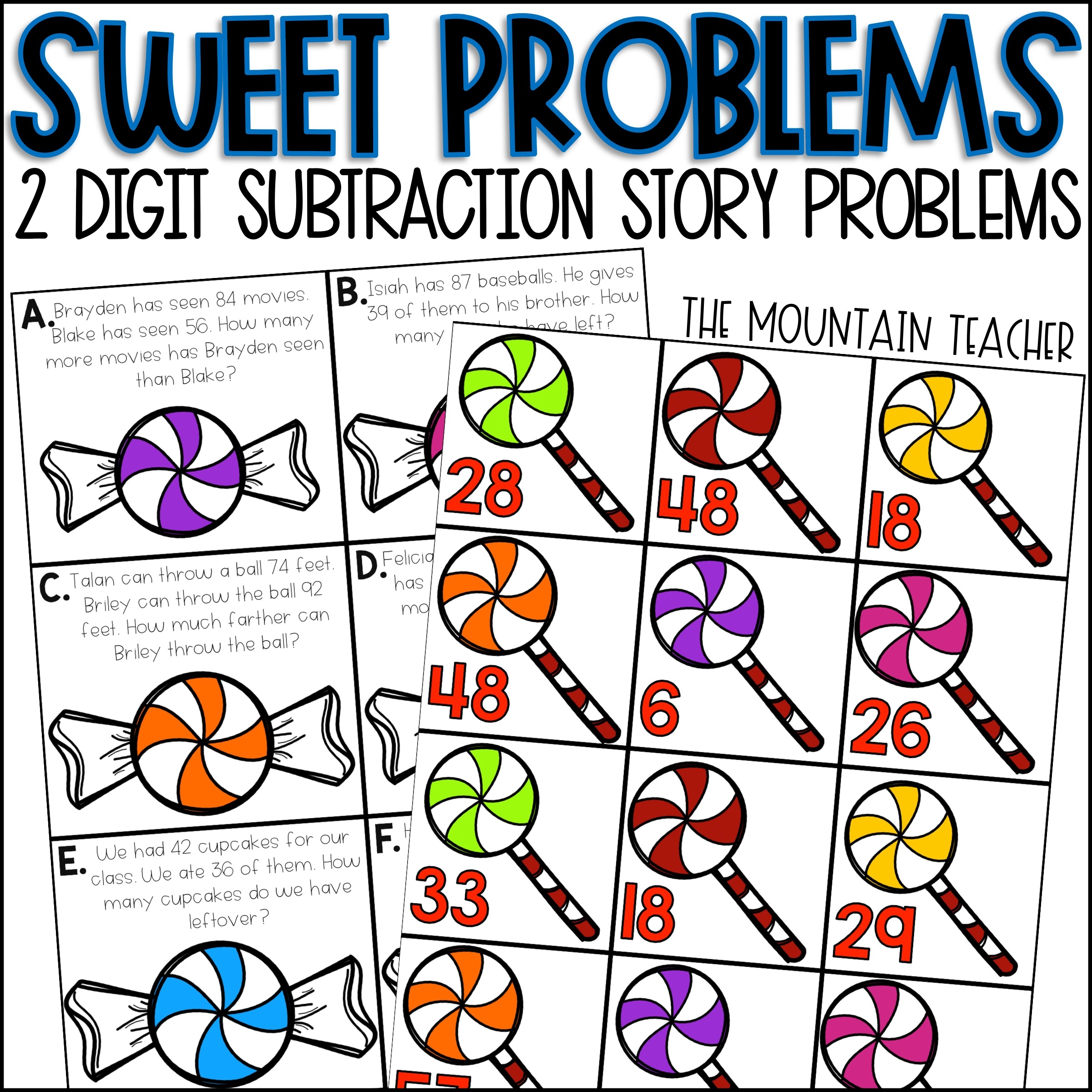 2 Digit Subtraction With Regrouping Word Problems Activity Math Center Made By Teachers