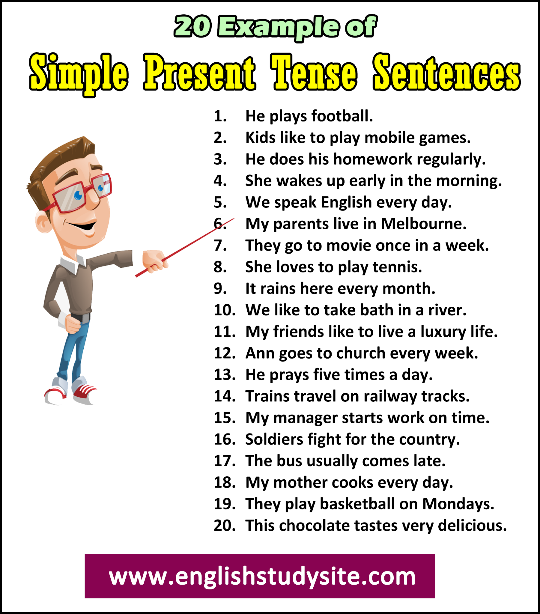 20 Example Sentences Of Simple Present Tense 20 Example Sentences Of Simple Present Tense