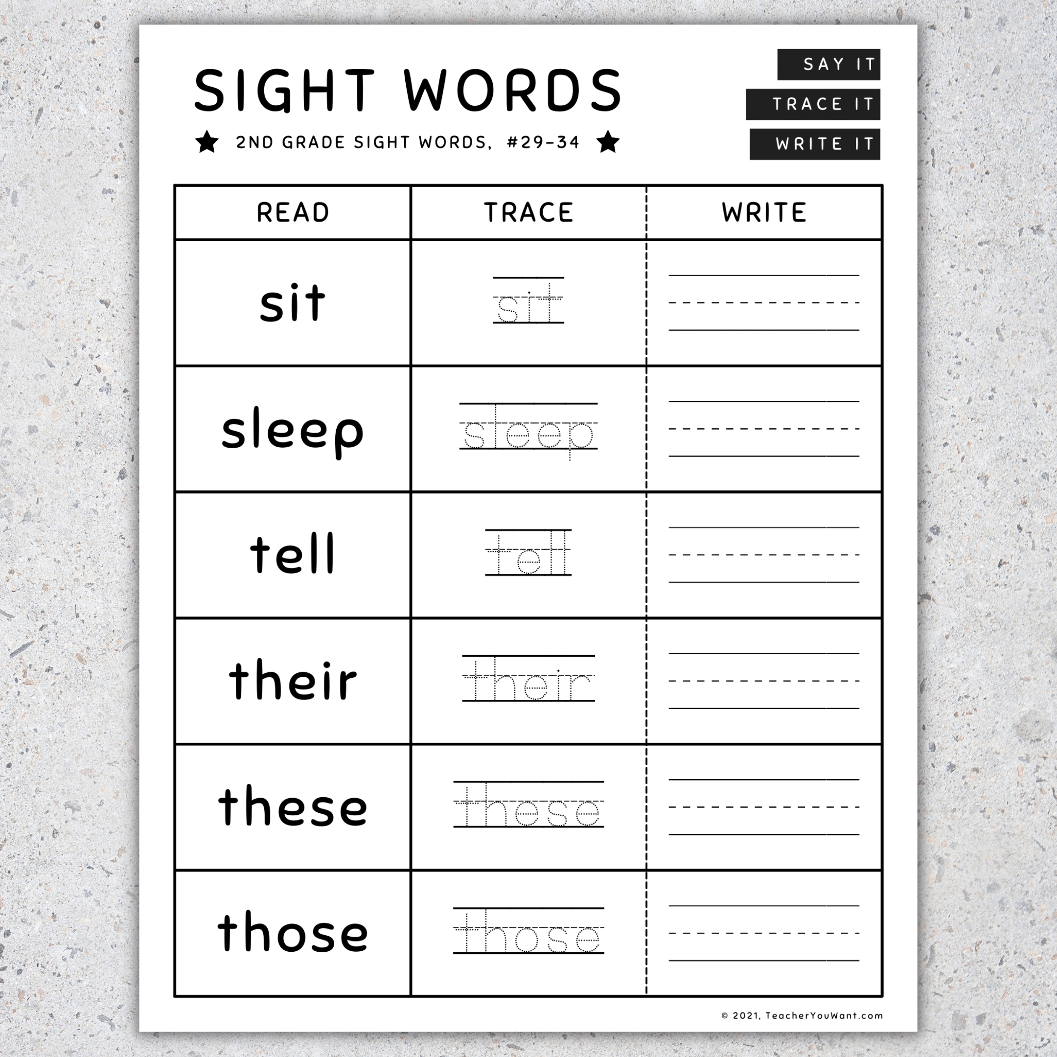 2nd Grade Sight Words Read Trace Write Worksheets Activities SET 4 Made By Teachers