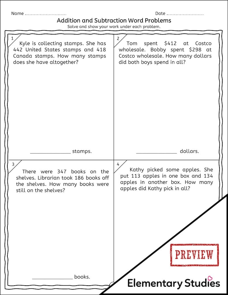 3 digit subtraction word problems 3 digit subtraction word problems