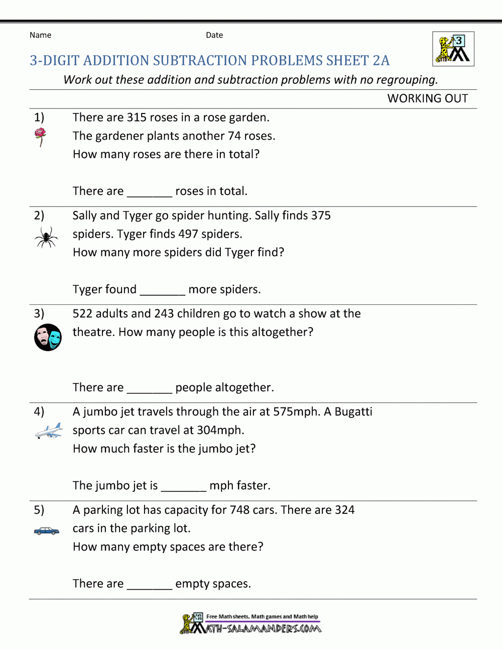 3rd Grade Addition And Subtraction Word Problems