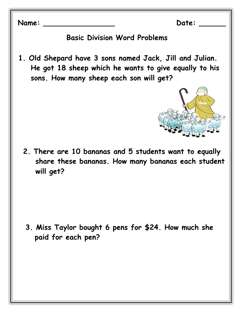 3RD GRADE MATH BASIC DIVISION WORD PROBLEMS Steemit
