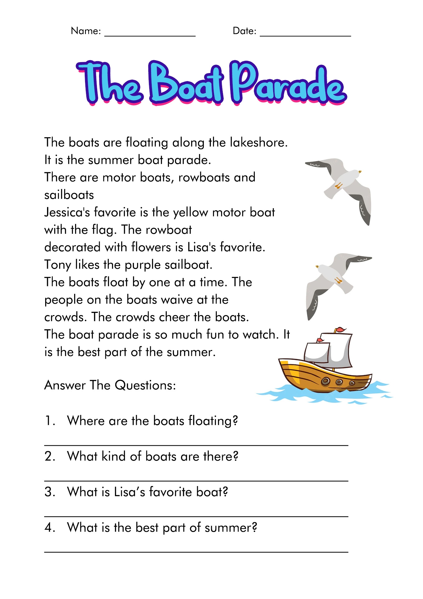 worksheets for 3rd graders reading