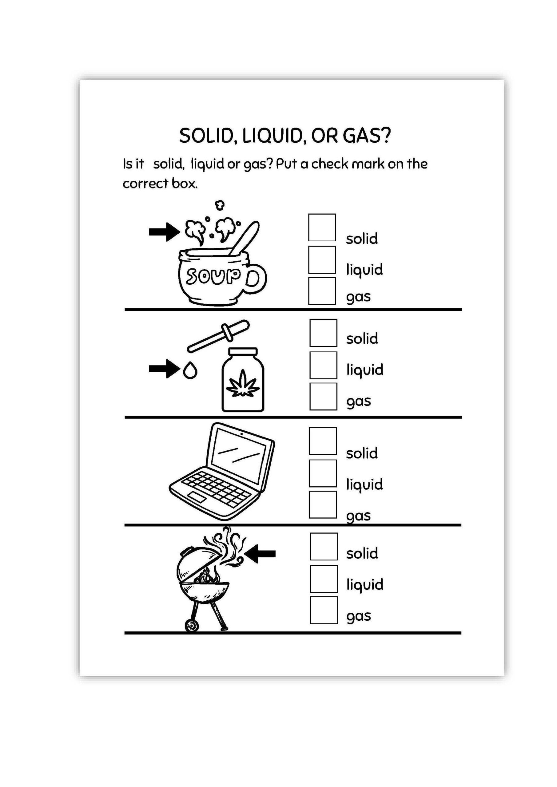 3rd Science Matter Worksheets States Of Matter Solid Liquid Gas Made By Teachers