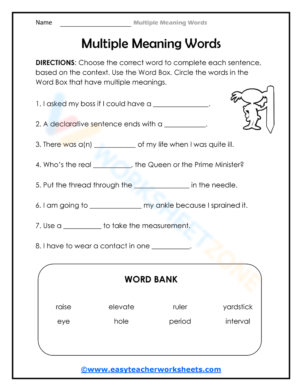 40 Free Multiple Meaning Words Worksheets For Teaching Worksheets Library