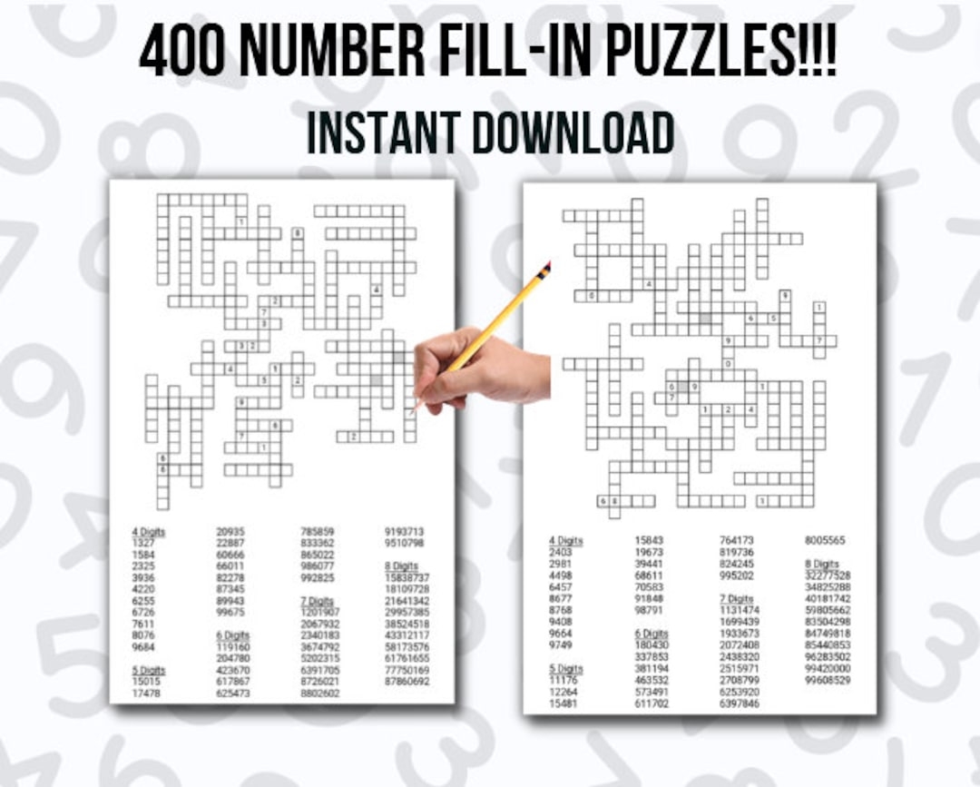 400 Number Fill in Puzzles Large Print For Adults digital Download Etsy Israel