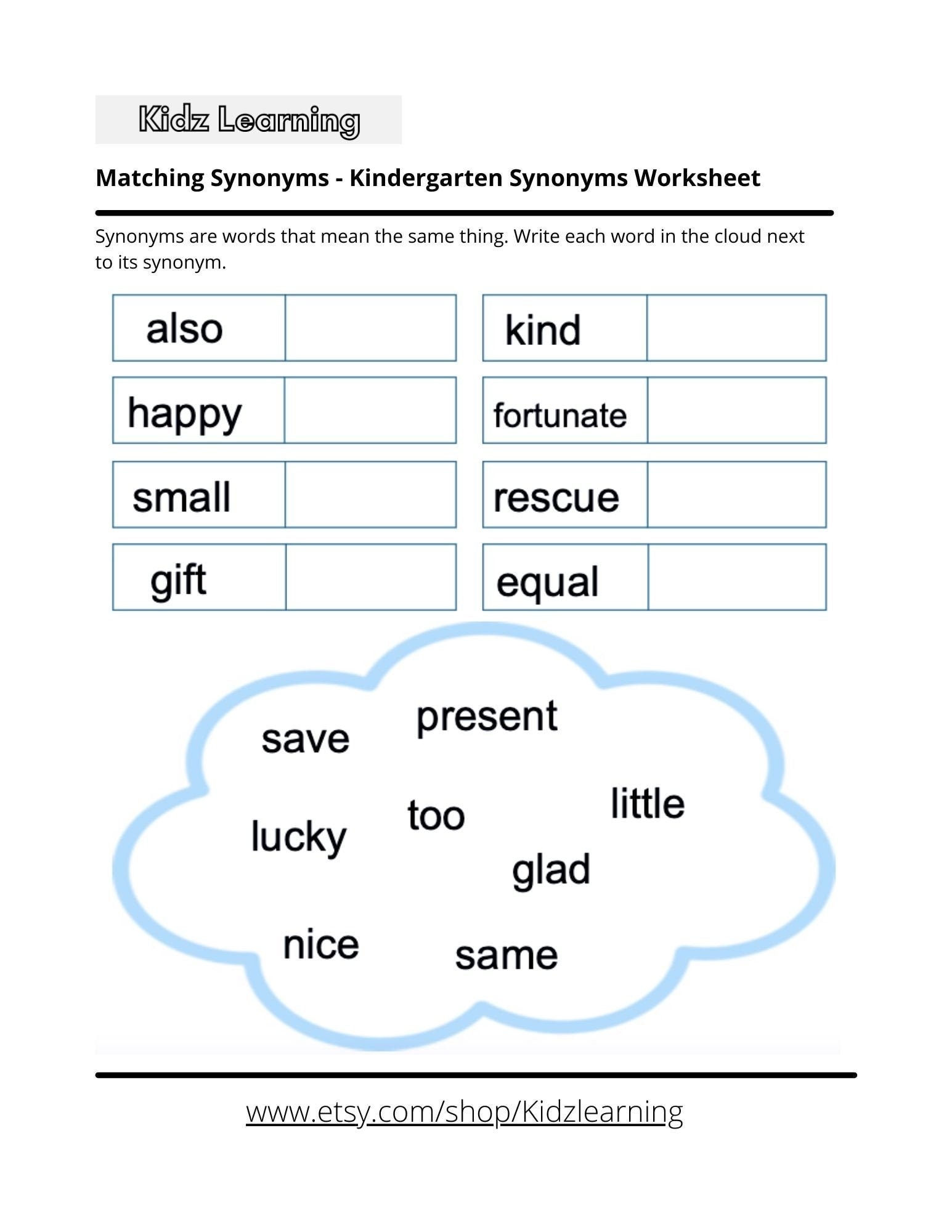 48 Pages Of Synonyms And Antonyms Worksheets Kindergarten 1st Grade Etsy