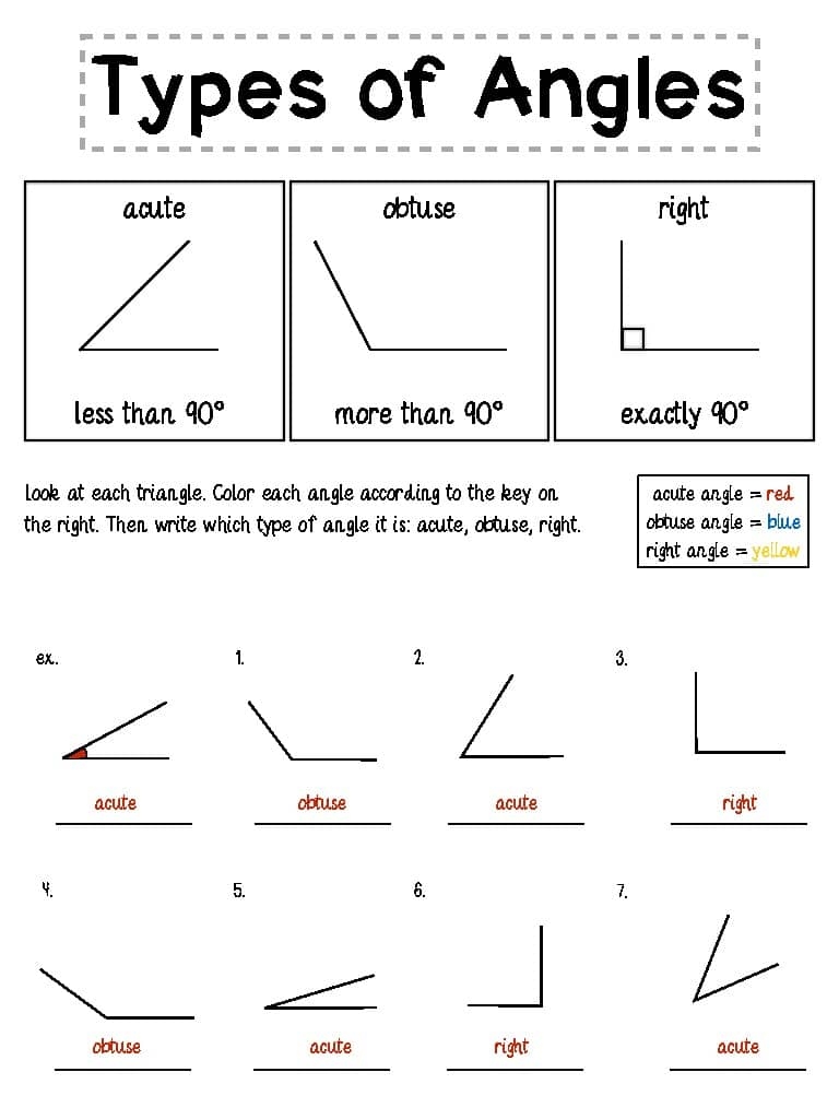 4th 5th Grade Angle Printable By SVTPT TPT