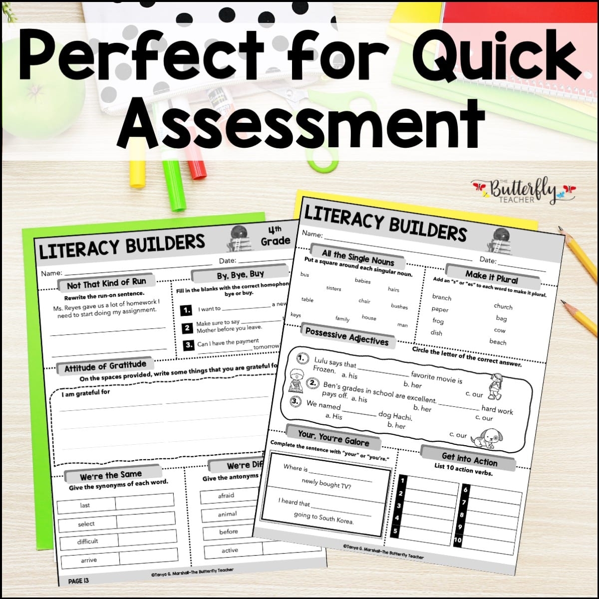 4th Grade ELA Spiral Review Fun Worksheets Morning Work Set 2 The Butterfly Teacher
