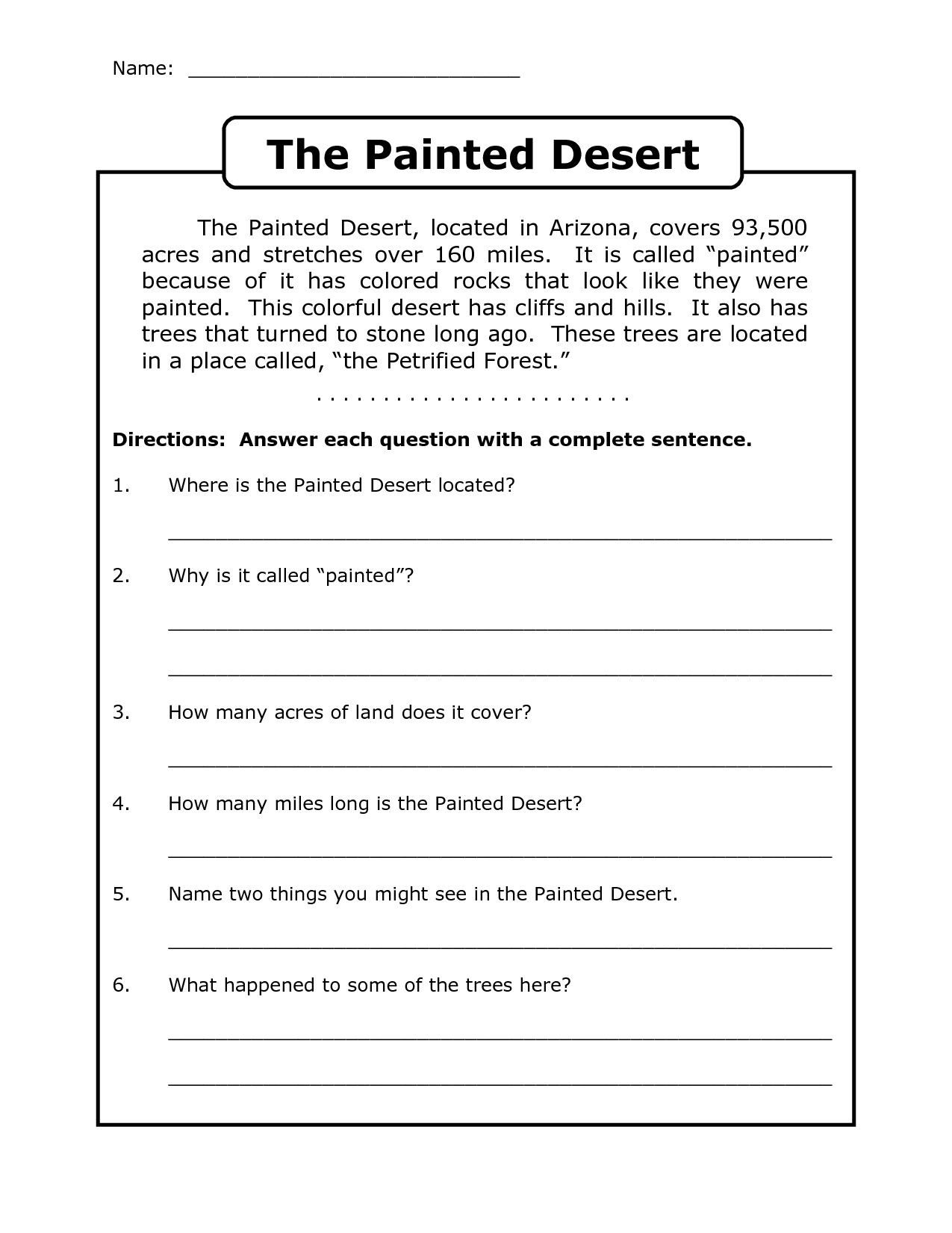 reading sheets for 4th graders
