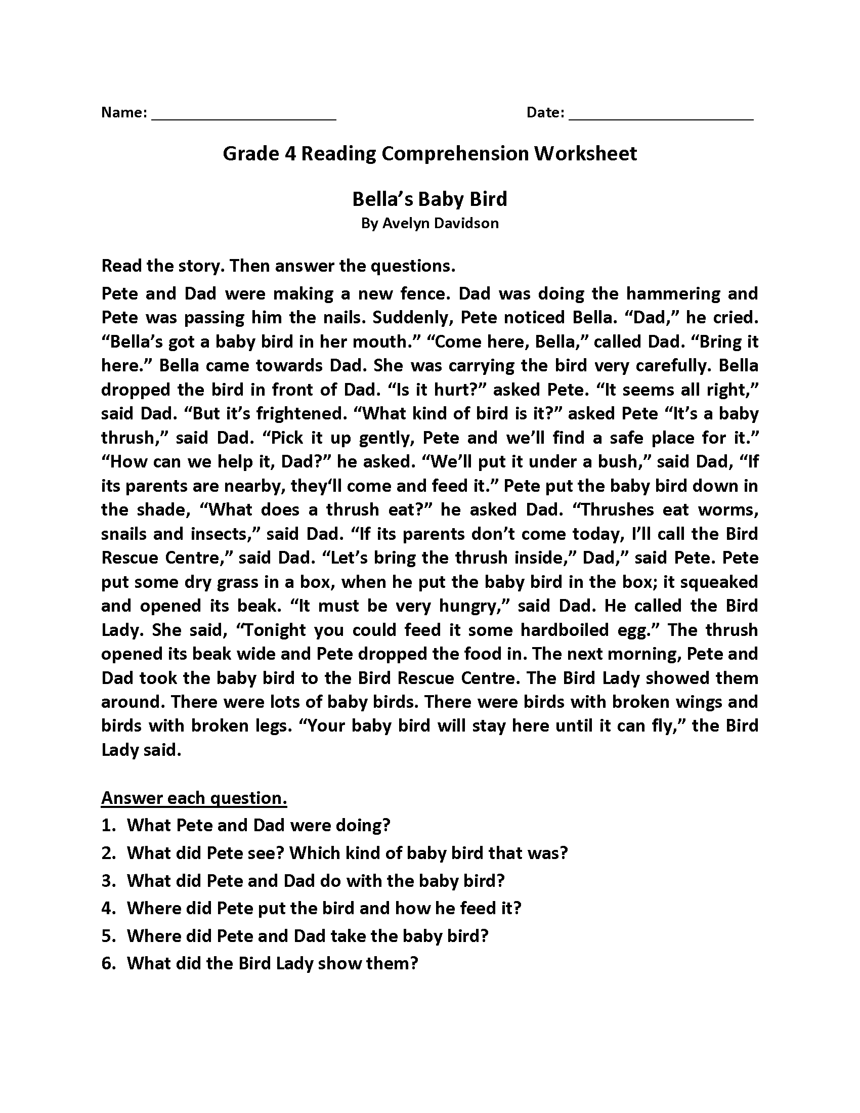 4th Grade Reading Comprehension Worksheets Best Coloring Pages Worksheets Library
