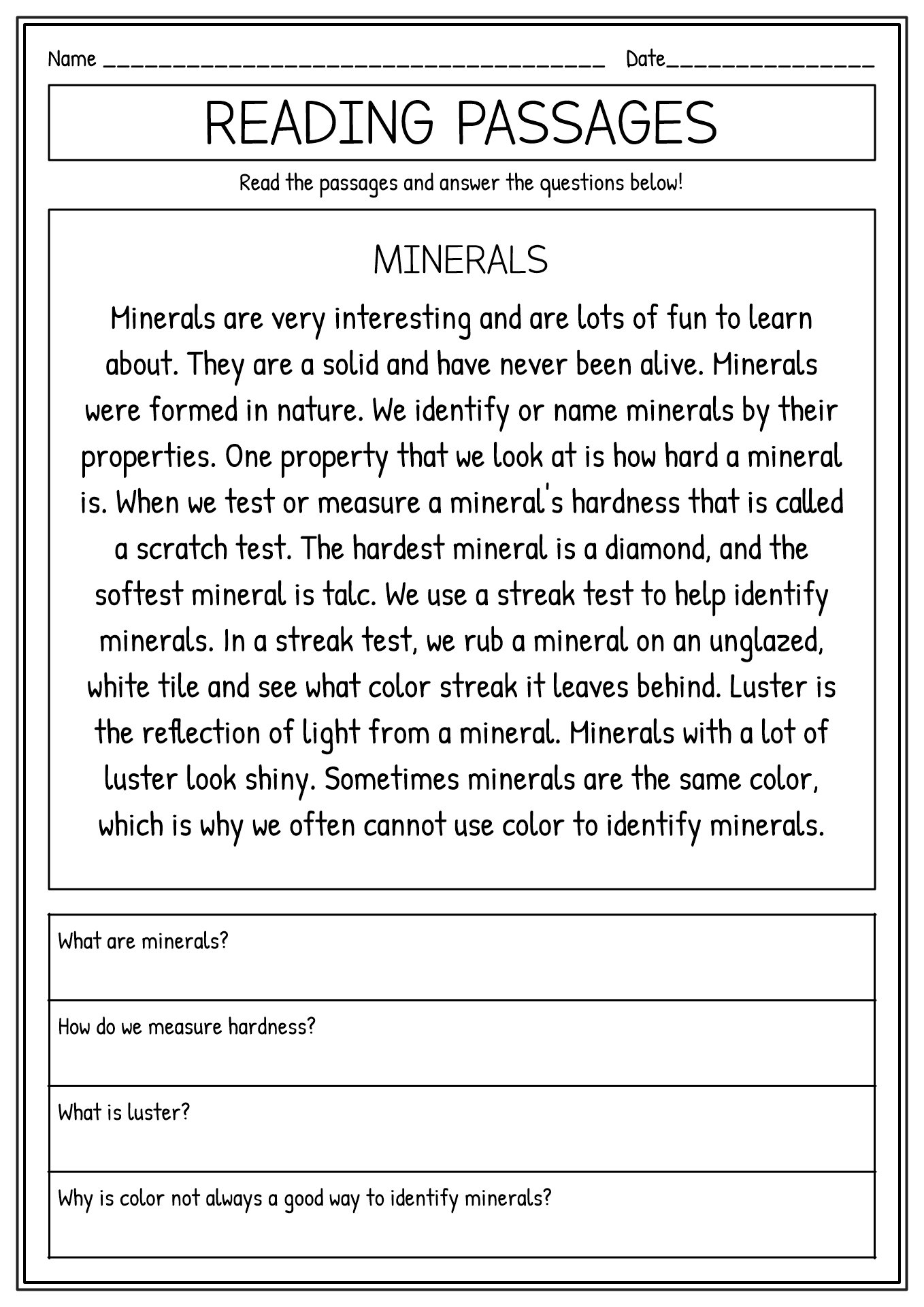 4th Grade Reading Fluency Passages Reading Fluency Reading Comprehension Passages Fluency Passages