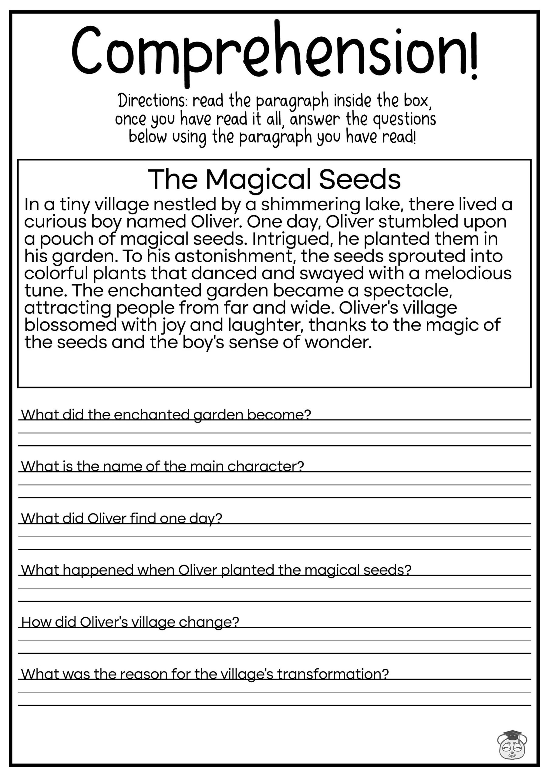 5 Printable Reading Comprehension English Worksheets ages 4 7 KG1 To Grade 2 Etsy Sweden