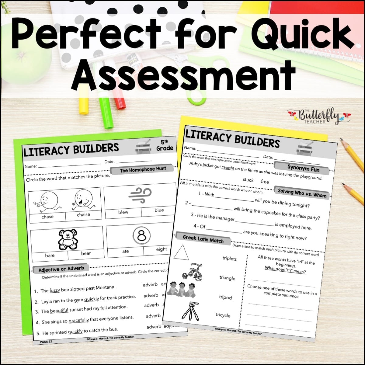 5th Grade ELA Spiral Review Fun Worksheets Morning Work Set 3 The Butterfly Teacher