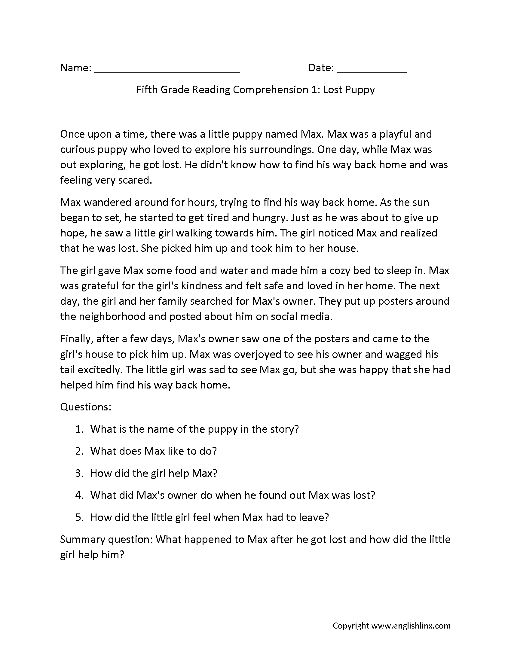 5th Grade Reading Comprehension Worksheets Inference Main Idea Text Evidence