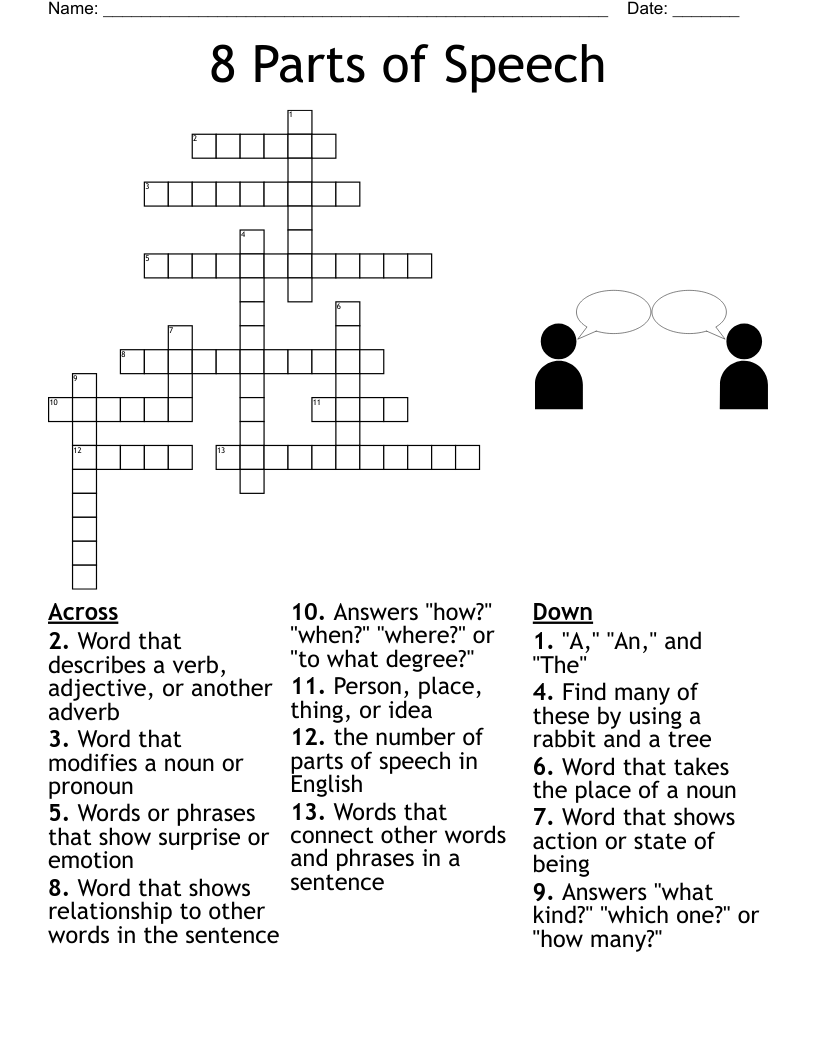 8 Parts Of Speech Crossword WordMint