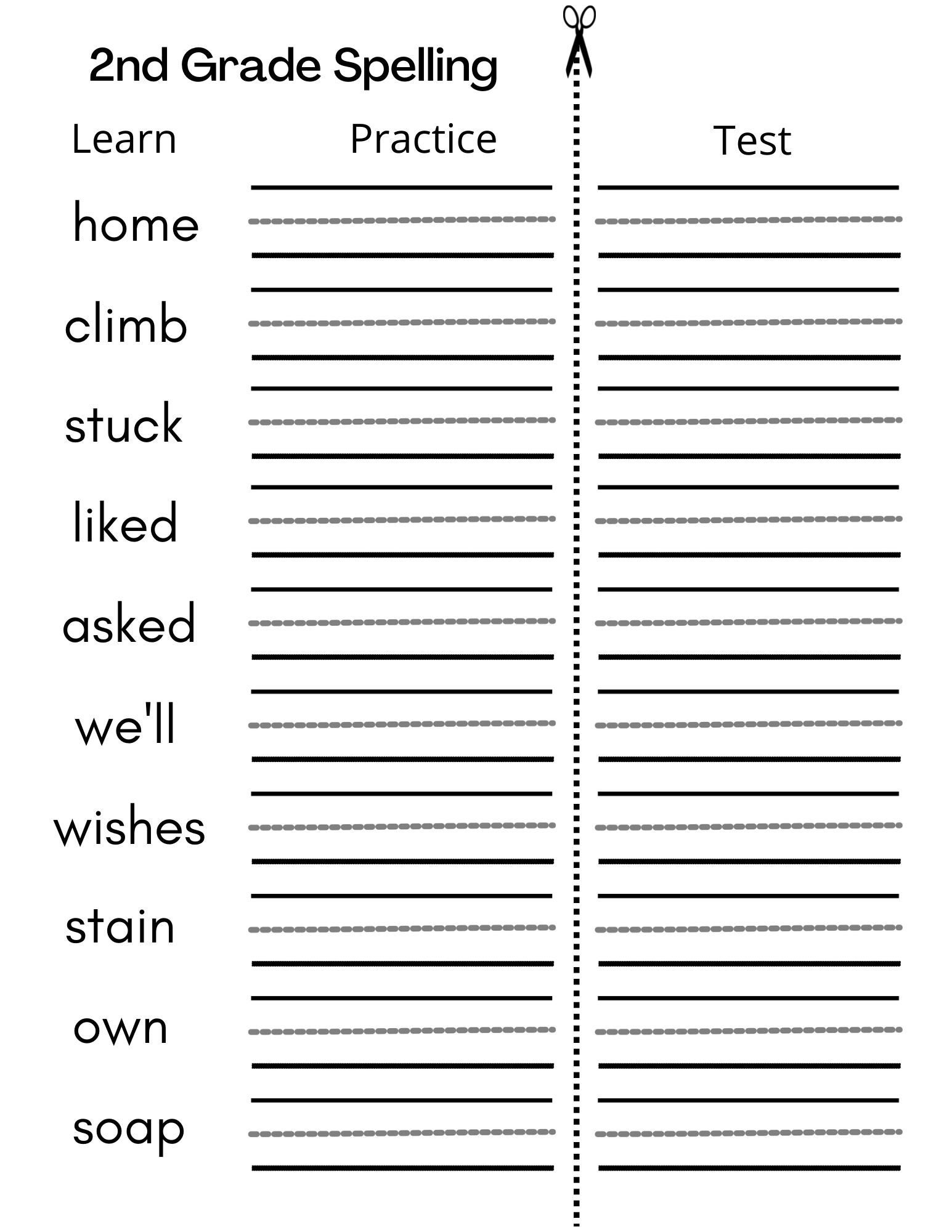 8 Printable Second Grade Writing Spelling Worksheets Spelling Test Etsy