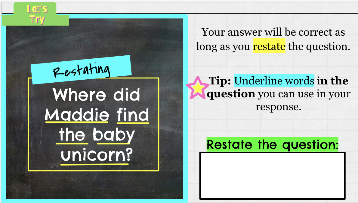 A Creative Fun And Engaging Way To Teach Your Students To Restate A Question Teaching Intentionally