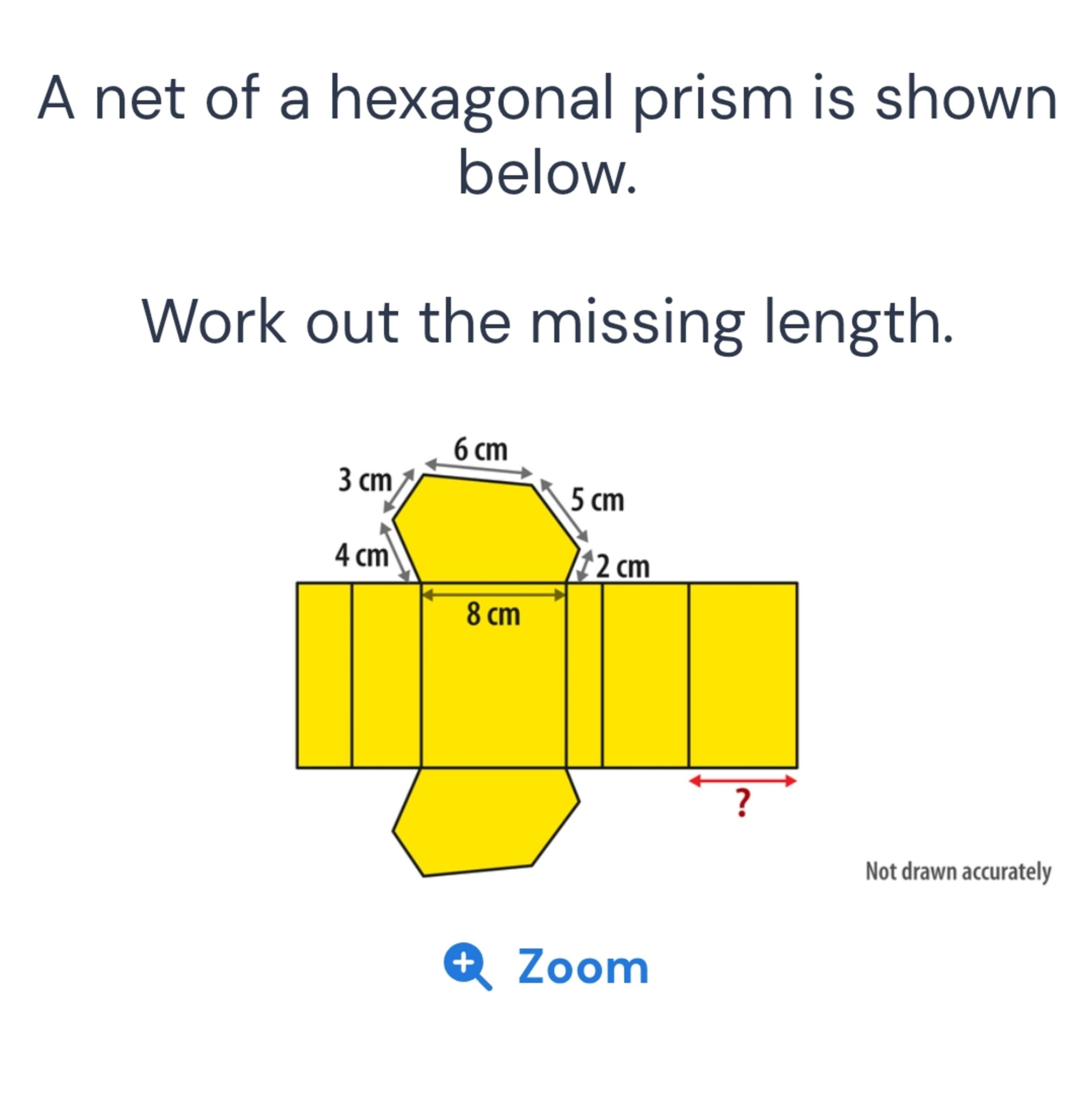 A Net Of A Hexagonal Prism Is Shown Below Work Out The Missing Length 