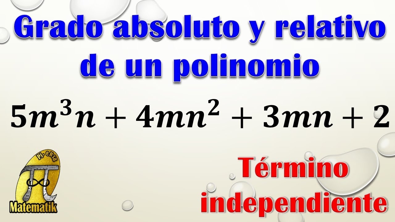 Absolute Degree Relative Degree And Constant Term Of A Polynomial YouTube