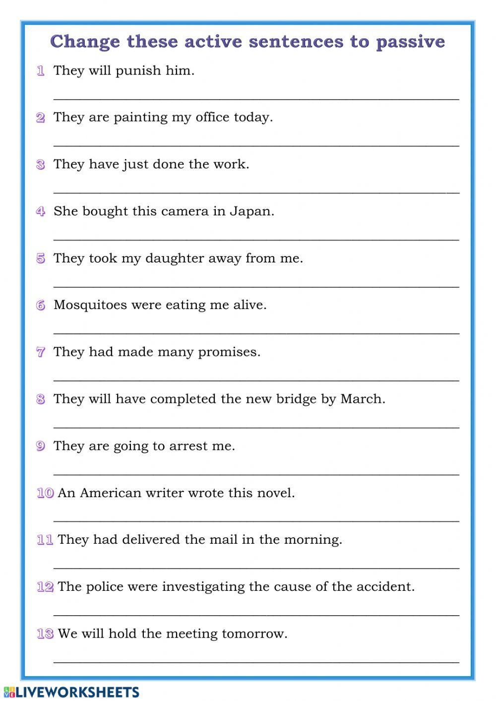 Active And Passive Voice Online Exercise For 8 Worksheets Library Active And Passive Voice Online Exercise For 8 Worksheets Library