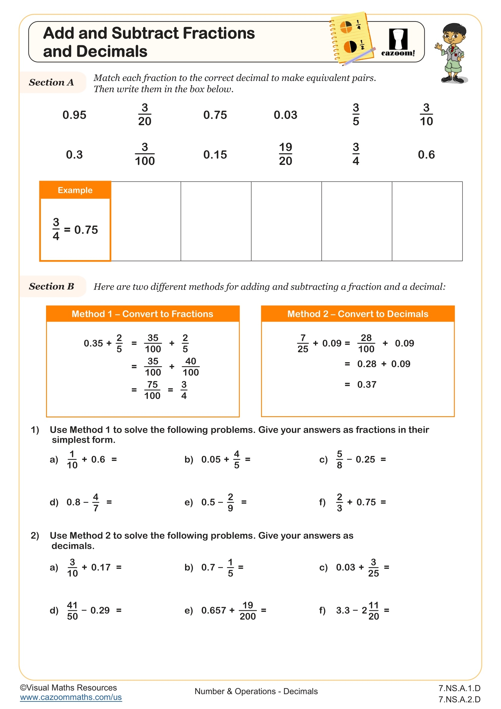 Add And Subtract Fractions And Decimals Worksheet Fun And Engaging 7th Grade Number Operations Worksheet Cazoom Math Add And Subtract Fractions And Decimals Worksheet Fun And Engaging 7th Grade Number Operations Worksheet Cazoom Math