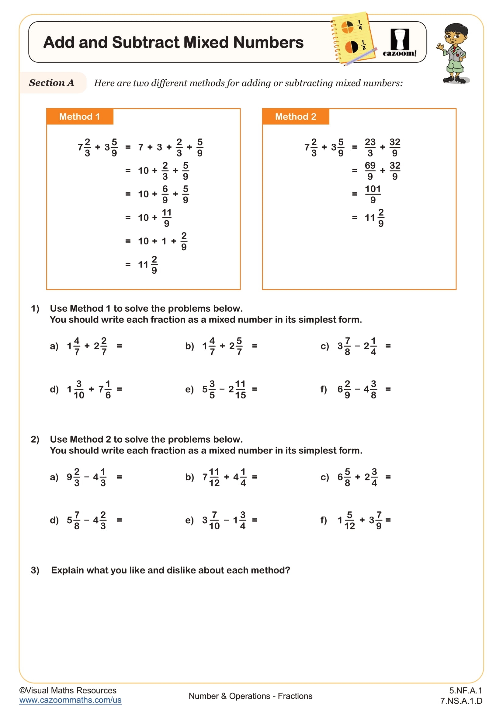 adding mixed numbers with unlike denominators worksheet