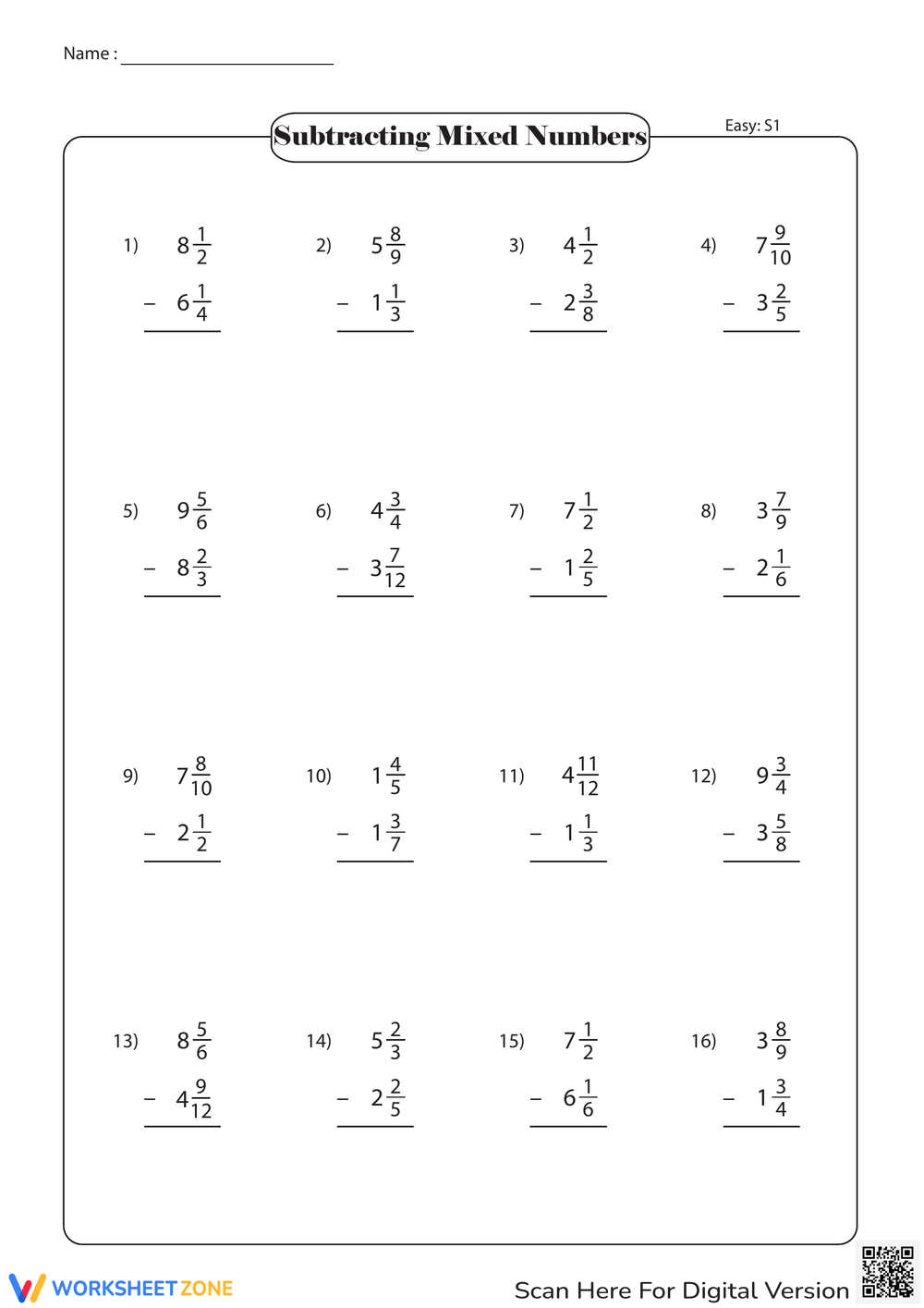 Adding And Subtracting Mixed Numbers Worksheets Printable