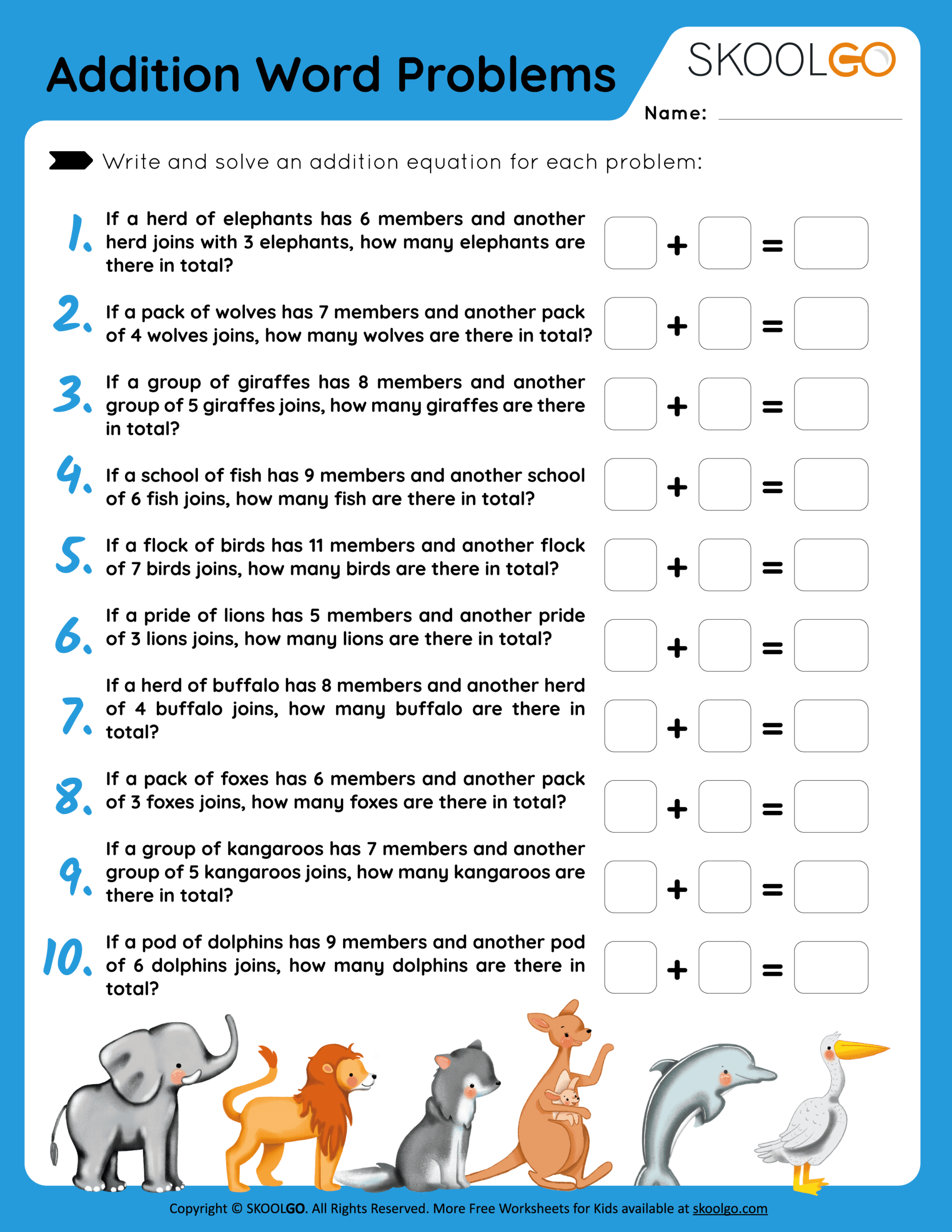 Addition Word Problems Free Worksheet For Kids SKOOLGO