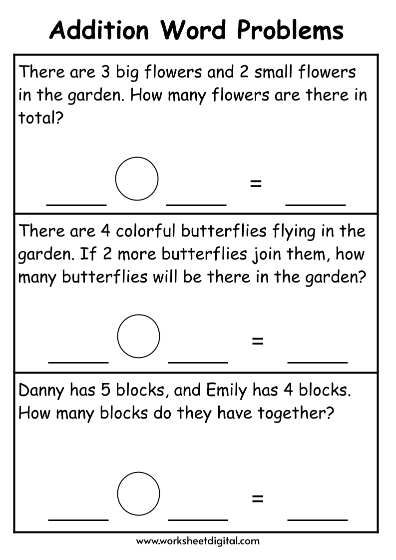addition word problems worksheets