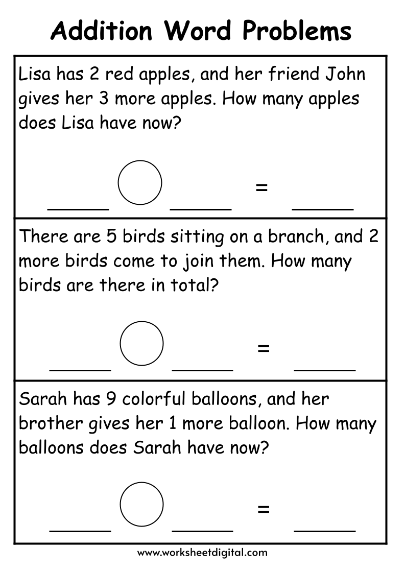 Addition Word Problems Grade 1 Worksheet Digital 1 Teacher Made Resources